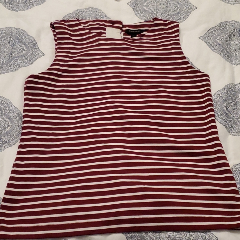 Striped button back tank top